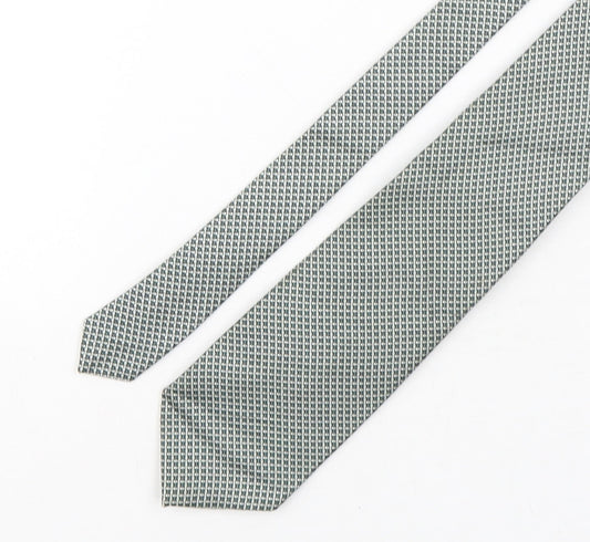Marks and Spencer Mens Green Geometric Silk Pointed Tie One Size
