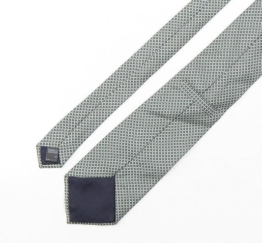 Marks and Spencer Mens Green Geometric Silk Pointed Tie One Size