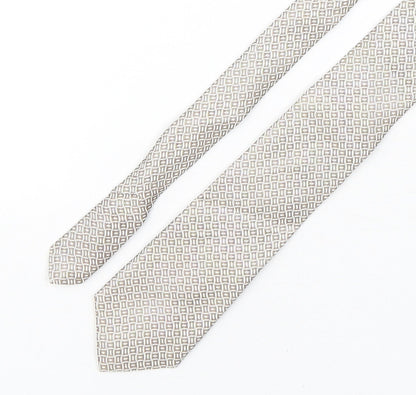 Autograph Mens Beige Geometric Silk Pointed Tie One Size