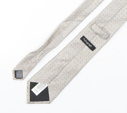 Autograph Mens Beige Geometric Silk Pointed Tie One Size