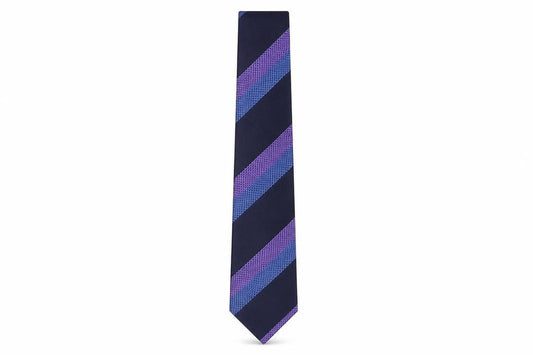 Front view of BHS men’s multicoloured striped polyester pointed tie one size