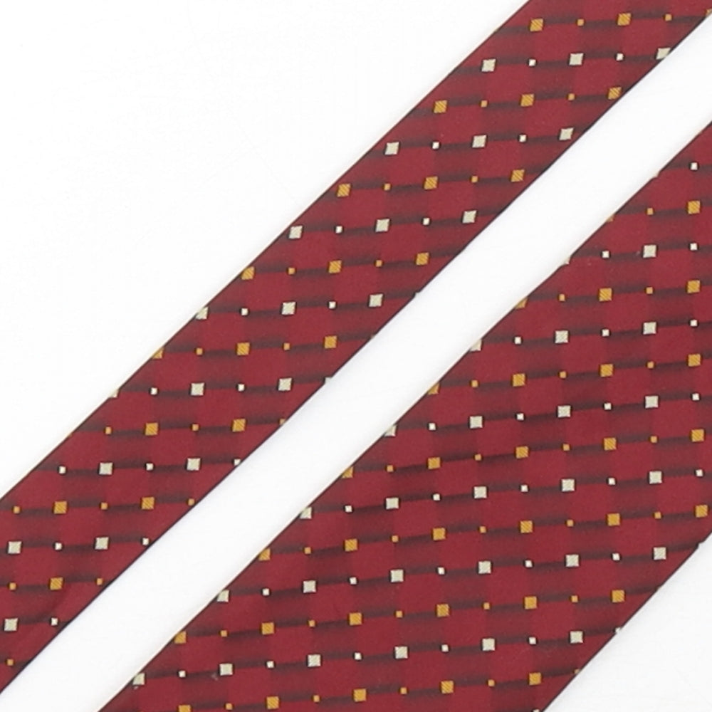 Marks and Spencer Mens Red Geometric Polyester Pointed Tie One Size