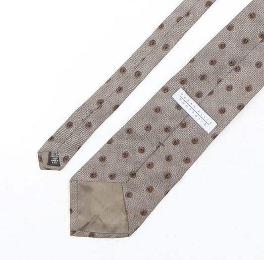 Perry Ellis  Mens Brown Polka Dot Silk Pointed Tie One Size