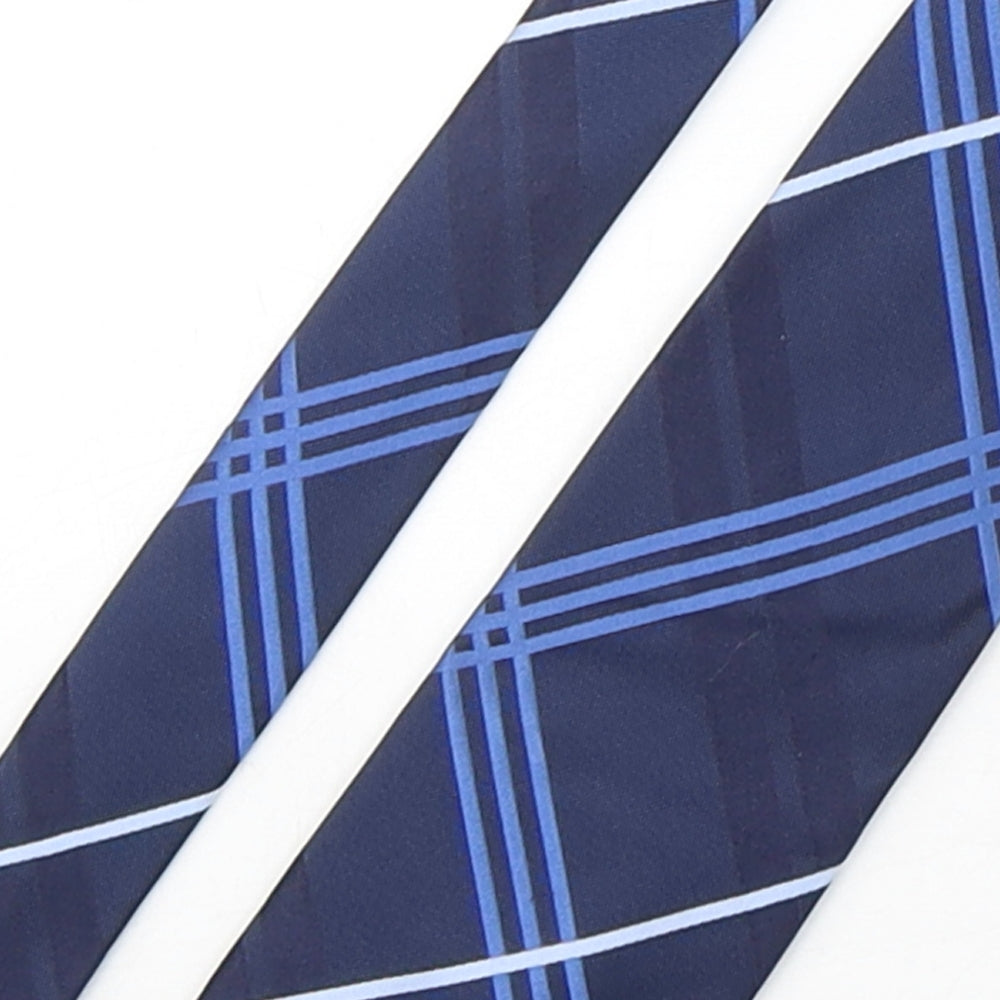 Tie Rack  Mens Blue Plaids & Checks Silk Pointed Tie One Size