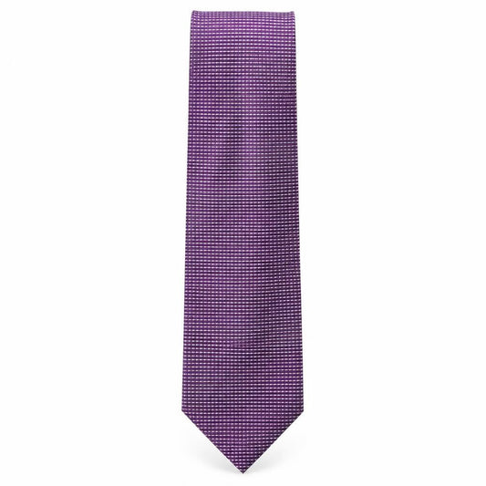 Front view of Tom English men’s purple geometric silk pointed tie one size