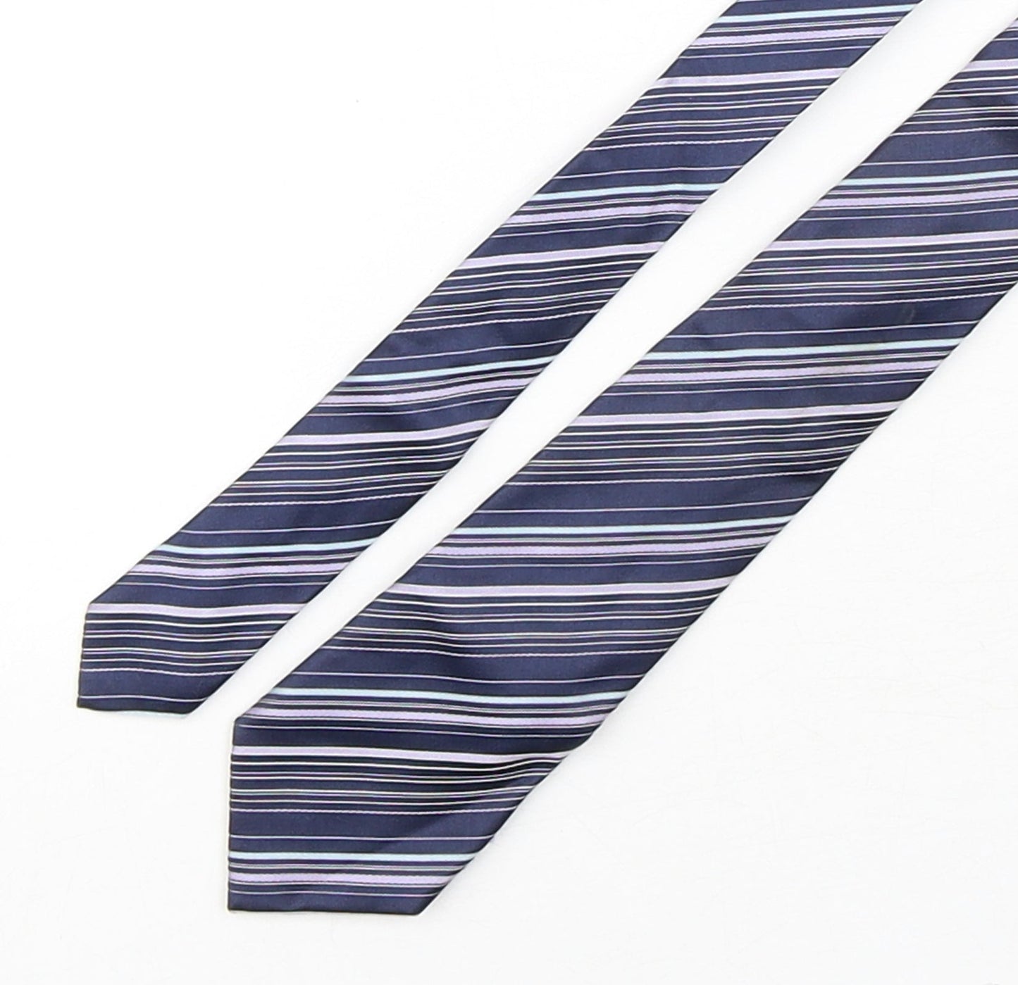 Linea  Mens Blue Striped Silk Pointed Tie One Size