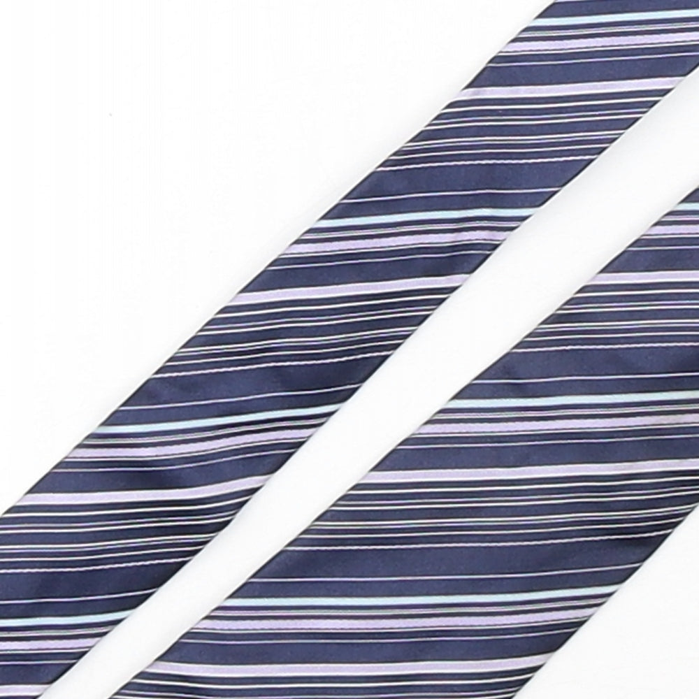 Linea  Mens Blue Striped Silk Pointed Tie One Size
