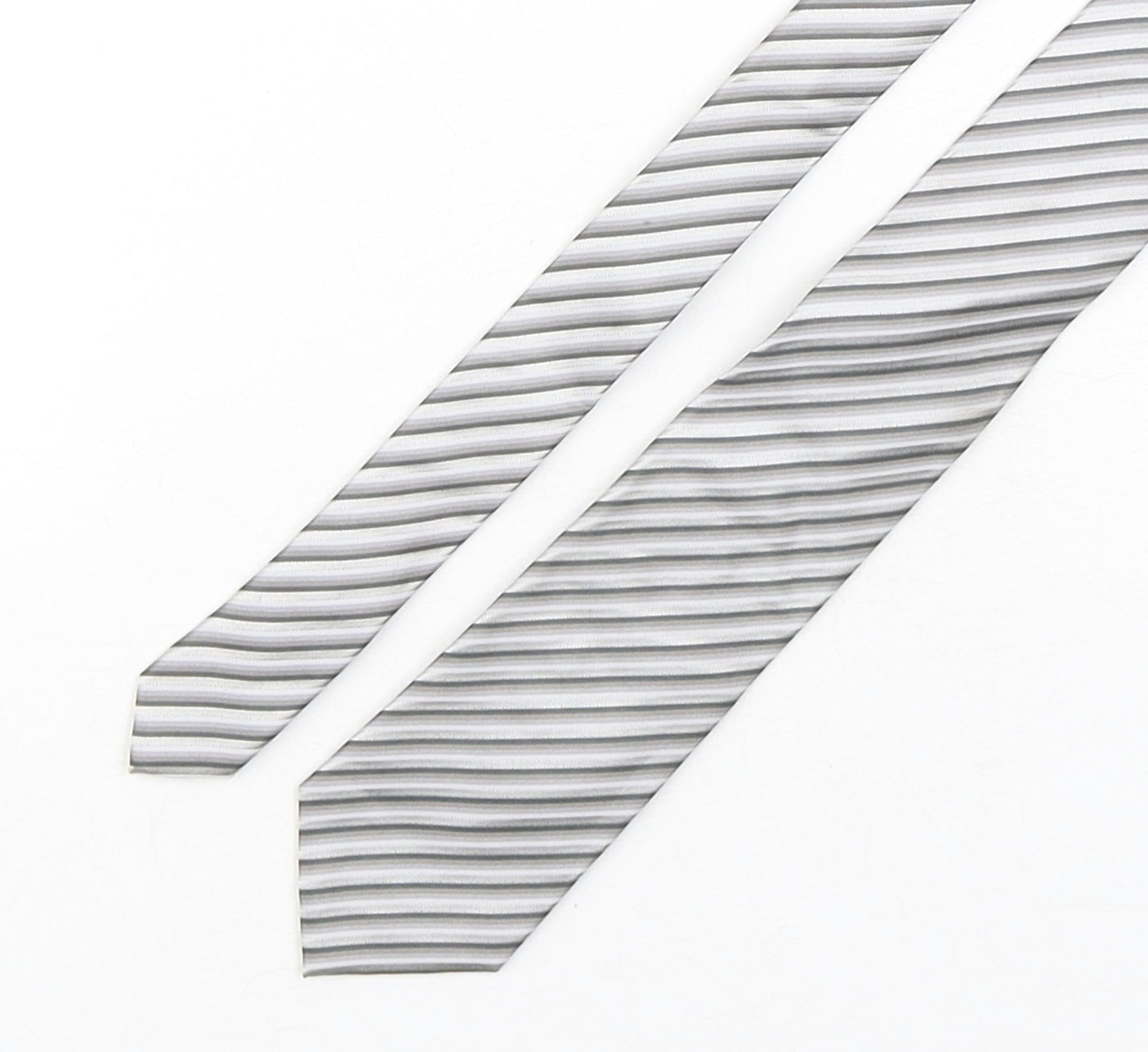 NEXT Mens Silver Striped Silk Pointed Tie One Size