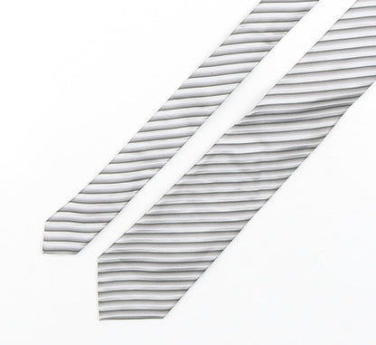 NEXT Mens Silver Striped Silk Pointed Tie One Size