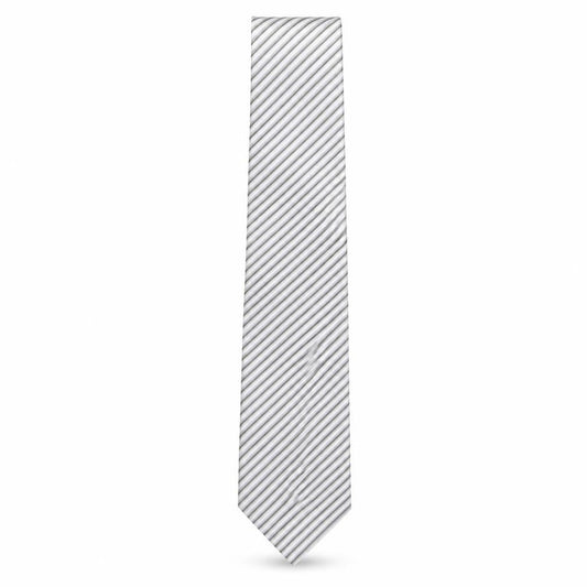 Front view of Next men’s silver striped silk pointed tie one size
