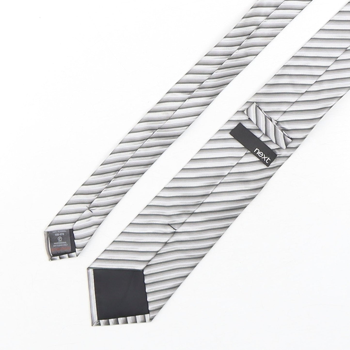 NEXT Mens Silver Striped Silk Pointed Tie One Size
