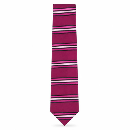 Front view of Matassini men’s purple striped silk pointed tie one size