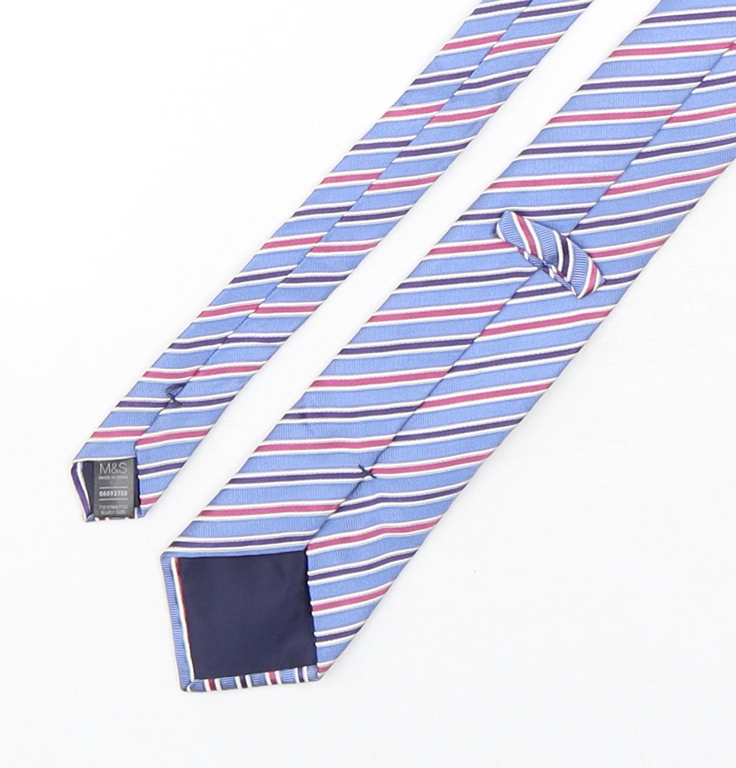 Marks and Spencer Mens Multicoloured Striped Silk Pointed Tie One Size