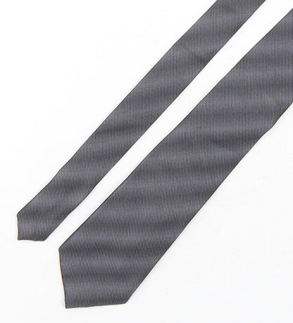 Autograph  Mens Grey Striped Silk Pointed Tie One Size