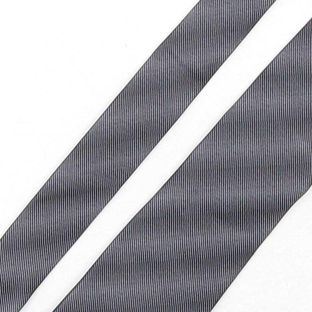 Autograph  Mens Grey Striped Silk Pointed Tie One Size