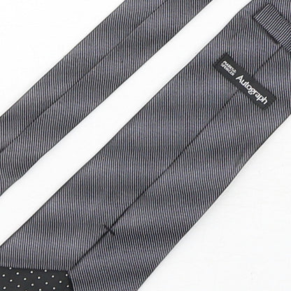 Autograph  Mens Grey Striped Silk Pointed Tie One Size