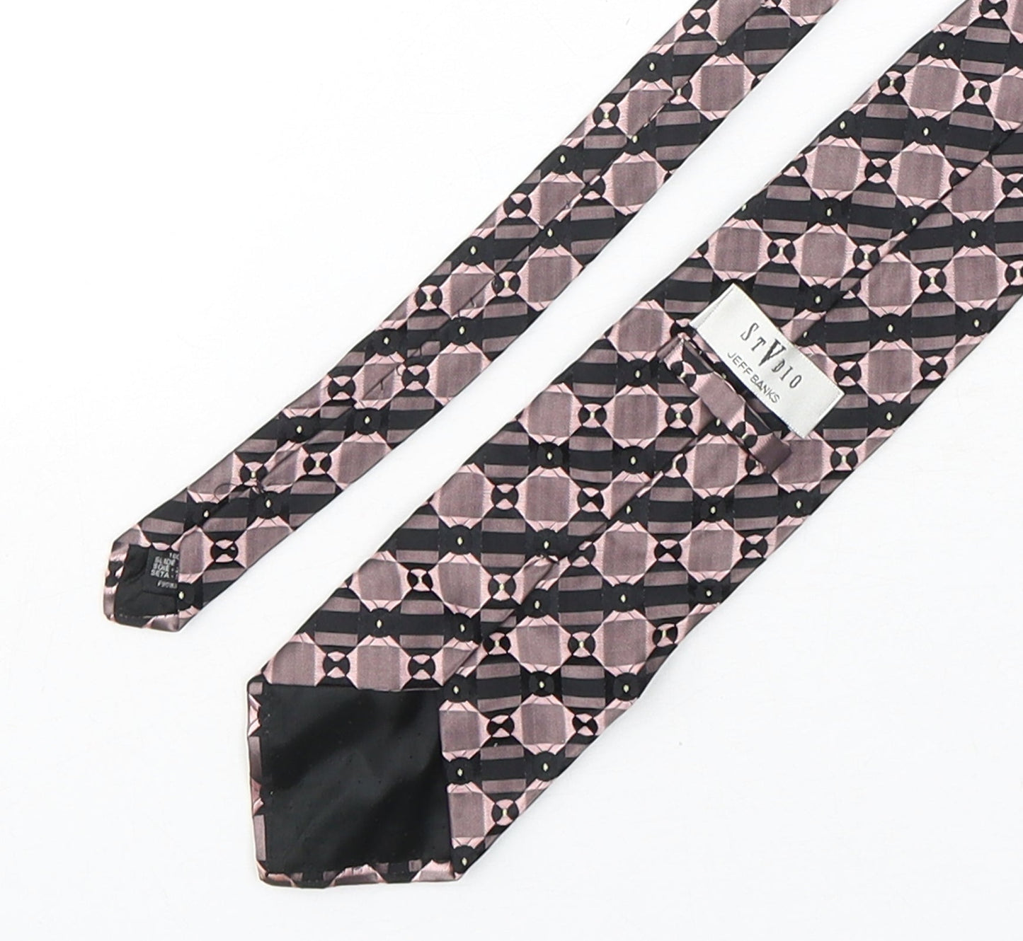 Mens Stvdio Pink Geometric  Pointed Tie