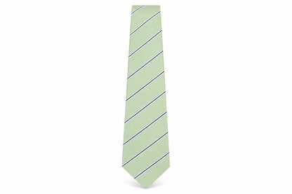 Front view of Eterna men’s green striped silk pointed tie one size