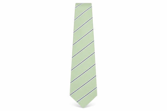 Front view of Eterna men’s green striped silk pointed tie one size