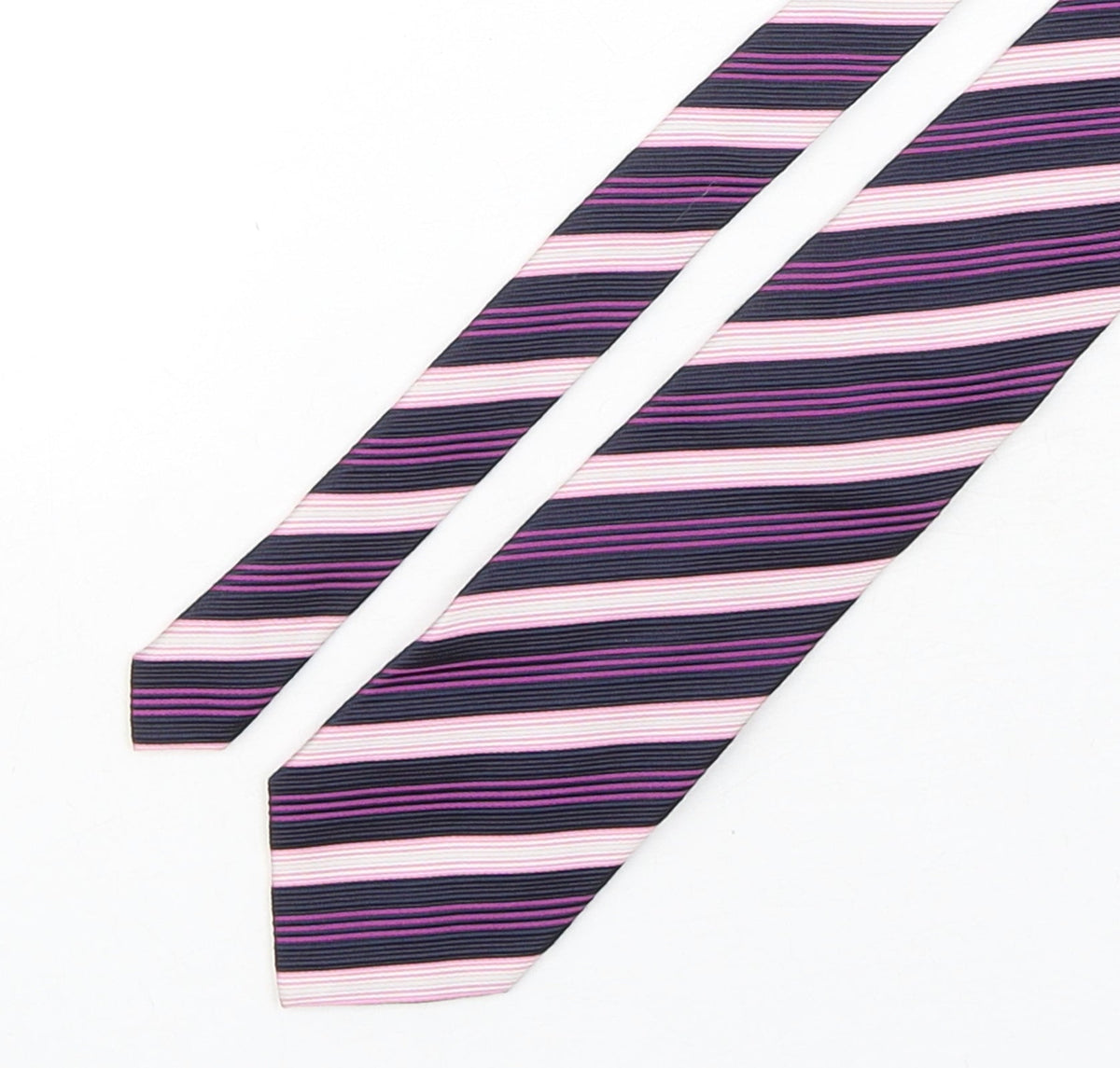 Additional front view of Cambridge men’s multicoloured striped silk pointed tie one size