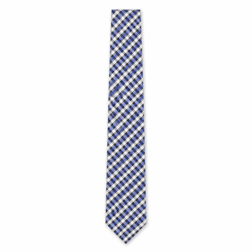 Front view of Broadbent's & Boothroyd's men’s multicoloured plaids & checks silk pointed tie one size