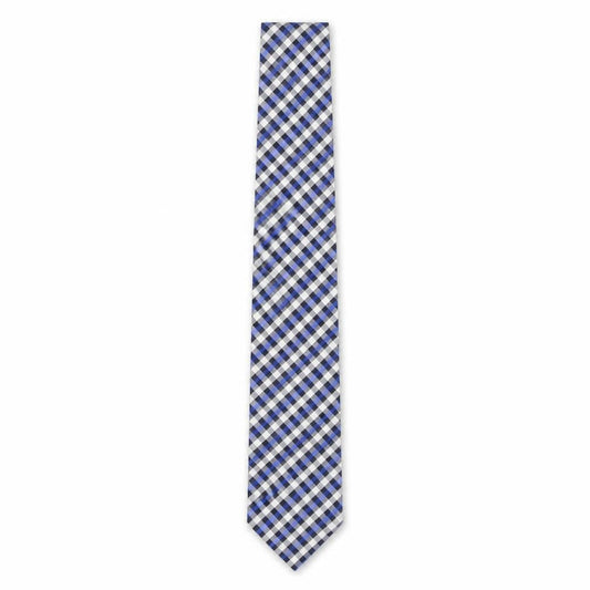 Front view of Broadbent's & Boothroyd's men’s multicoloured plaids & checks silk pointed tie one size