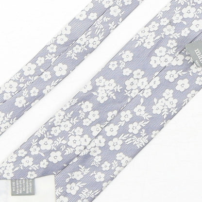Man at LA Mens Grey Floral Silk Pointed Tie One Size