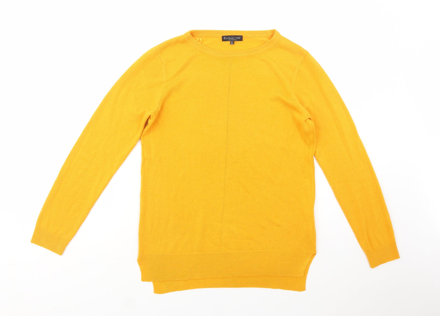 F&F Womens Yellow Crew Neck  Acrylic Pullover Jumper Size 8