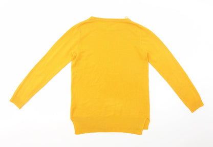 F&F Womens Yellow Crew Neck  Acrylic Pullover Jumper Size 8