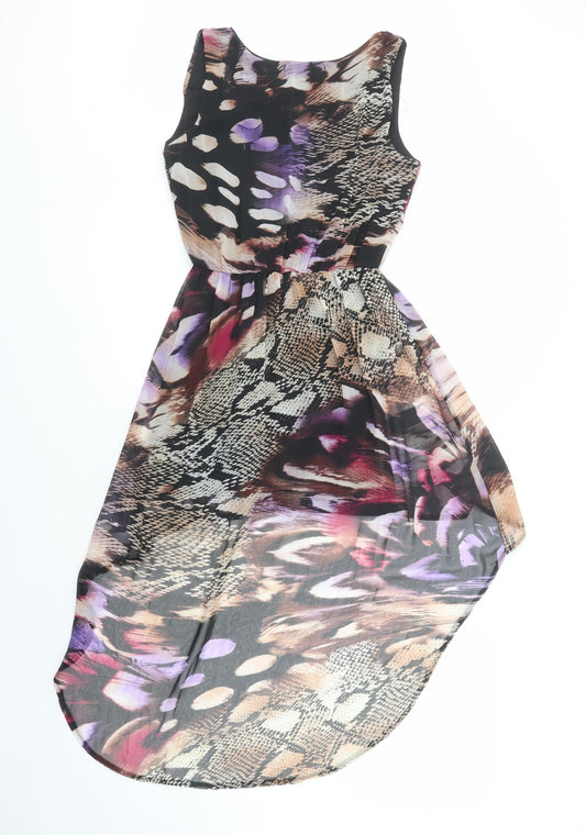 Oh My Love Womens Black Animal Print Polyester Tank Dress  Size XS  Scoop Neck Pullover