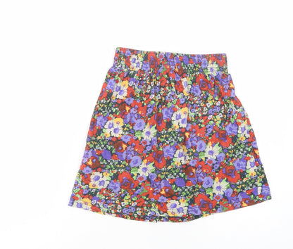 River Island Womens Multicoloured Floral Cotton Mini Skirt Size 6   Button