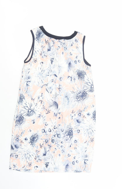 New Look Womens Blue Floral Polyester Tank Dress  Size 8  Crew Neck Pullover