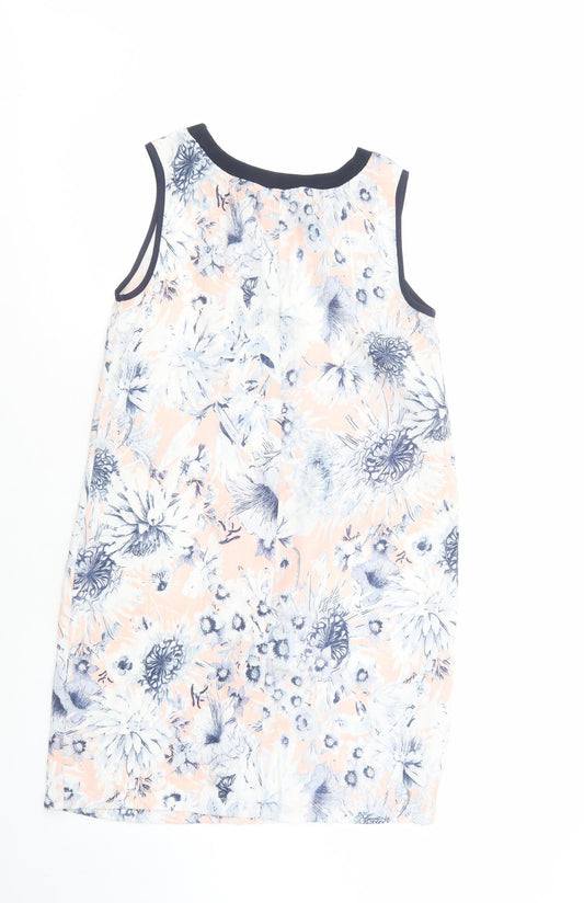 New Look Womens Blue Floral Polyester Tank Dress  Size 8  Crew Neck Pullover