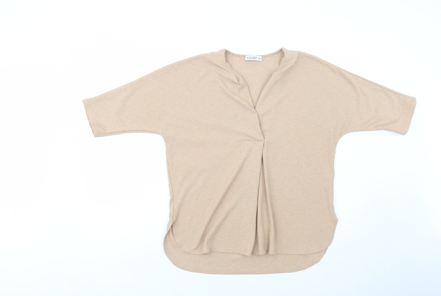 Womens UK Size M Gallery Beige Basic Blouse