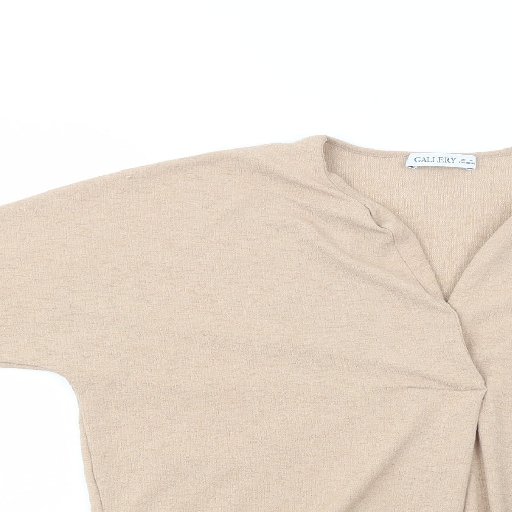 Womens UK Size M Gallery Beige Basic Blouse