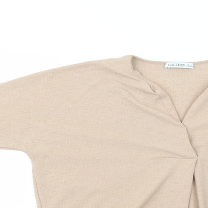 Womens UK Size M Gallery Beige Basic Blouse