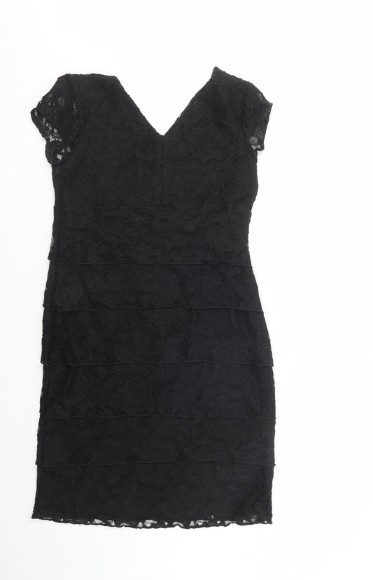 Scarlett Womens Black  Polyester Pencil Dress  Size 6  Collared Zip