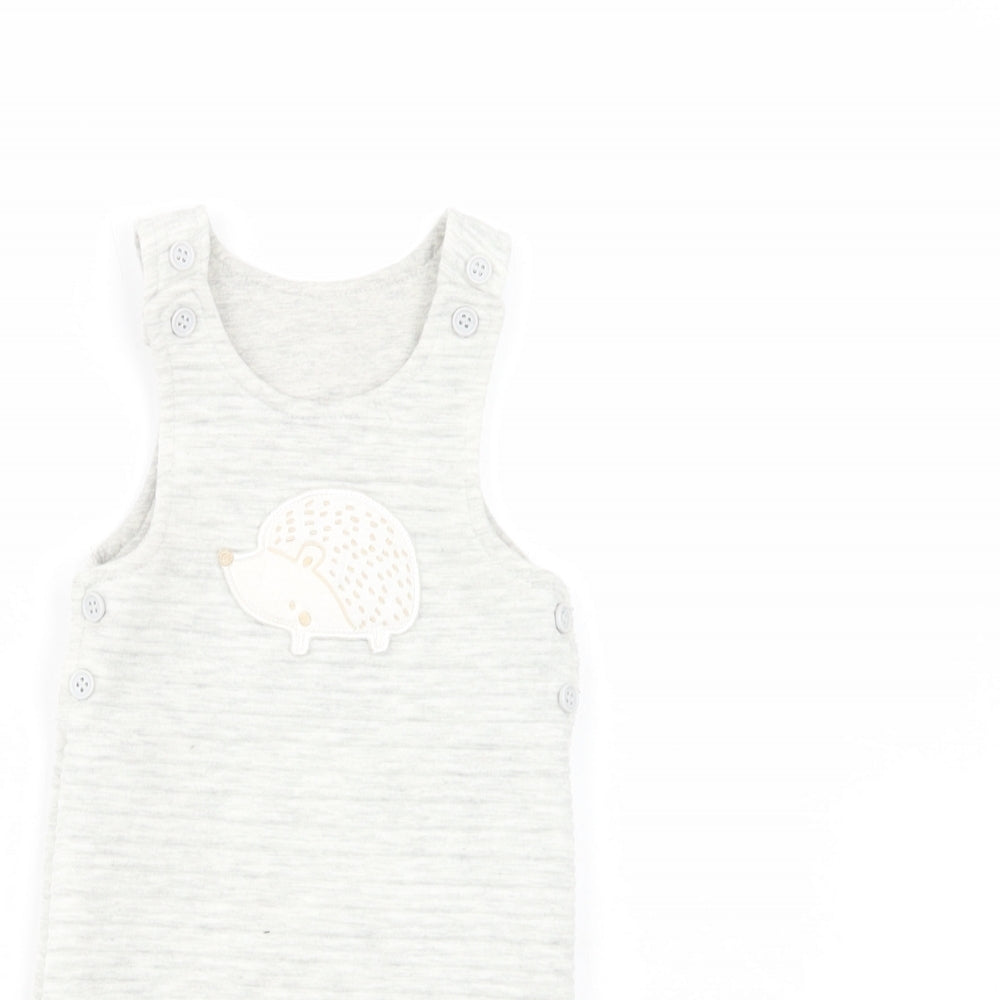 TU Baby Grey  Polyester Dungaree Outfit/Set Size 3-6 Months  Button - Hedgehog