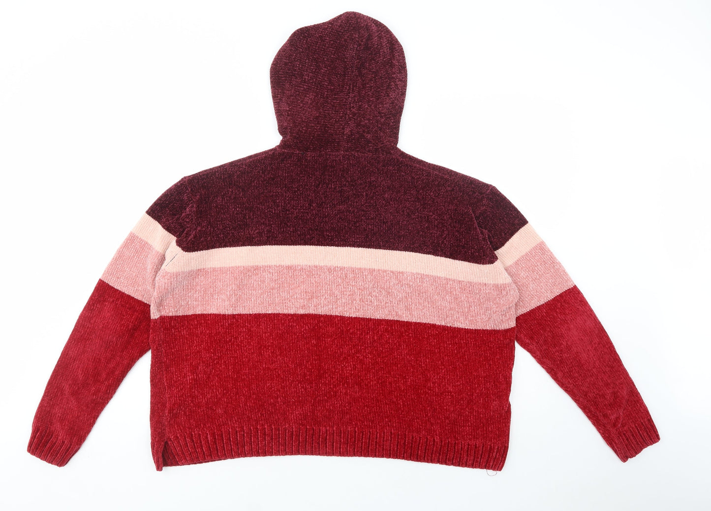 QED London Womens Purple Striped Polyester Pullover Hoodie Size L  Pullover