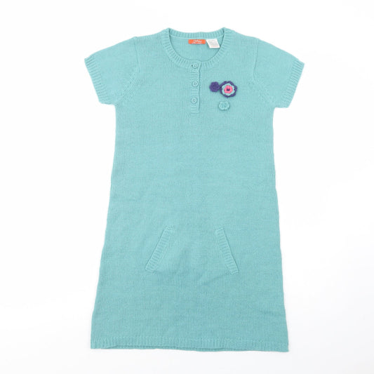 La Redoute Womens Green Crew Neck  Acrylic Tunic Jumper Size S