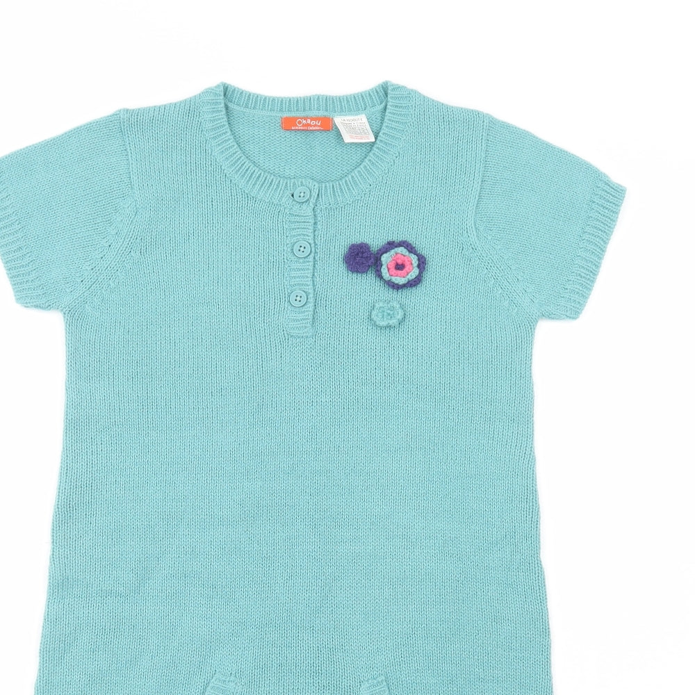 La Redoute Womens Green Crew Neck  Acrylic Tunic Jumper Size S