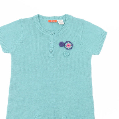 La Redoute Womens Green Crew Neck  Acrylic Tunic Jumper Size S