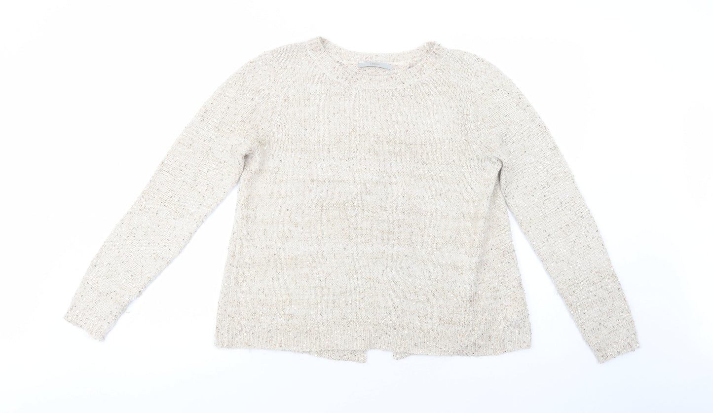George Womens Beige Crew Neck  Polyester Pullover Jumper Size 12