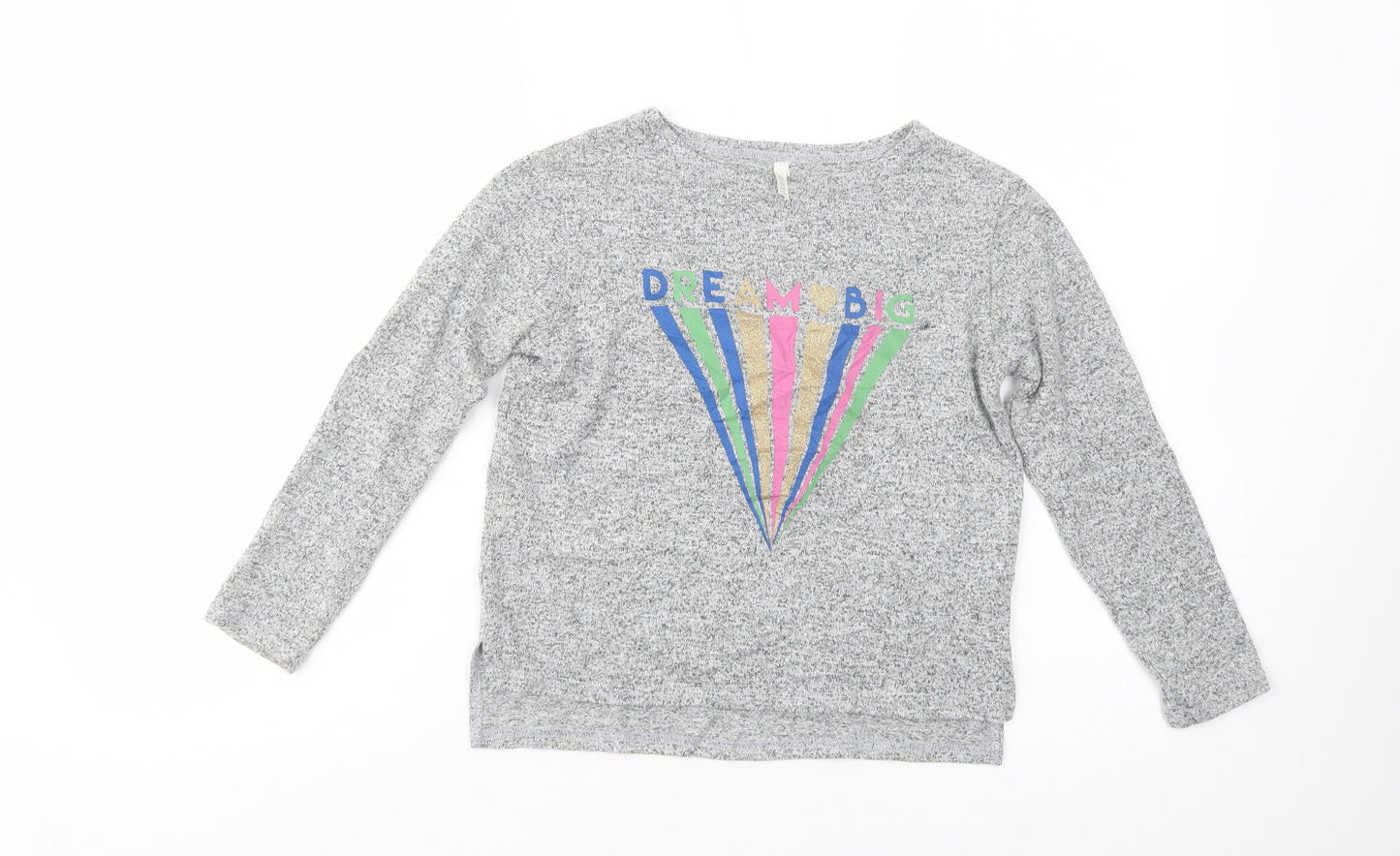 Primark Girls Grey Crew Neck  Viscose Henley Jumper Size 9-10 Years  Pullover - Dream Big
