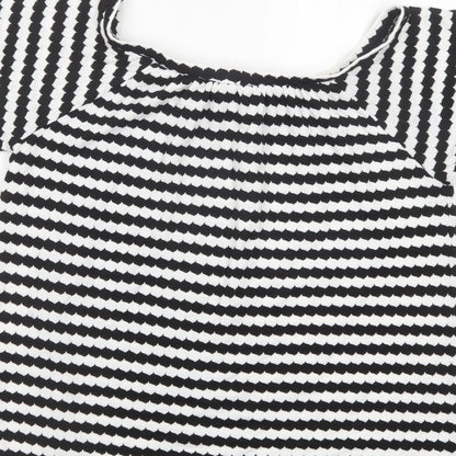 F&F Womens White Geometric Polyester Basic Blouse Size 10 Boat Neck