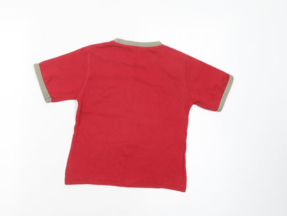 Dunnes Stores Girls Red  Cotton Pullover T-Shirt Size 3-4 Years Crew Neck Pullover - Cheeky Monkey