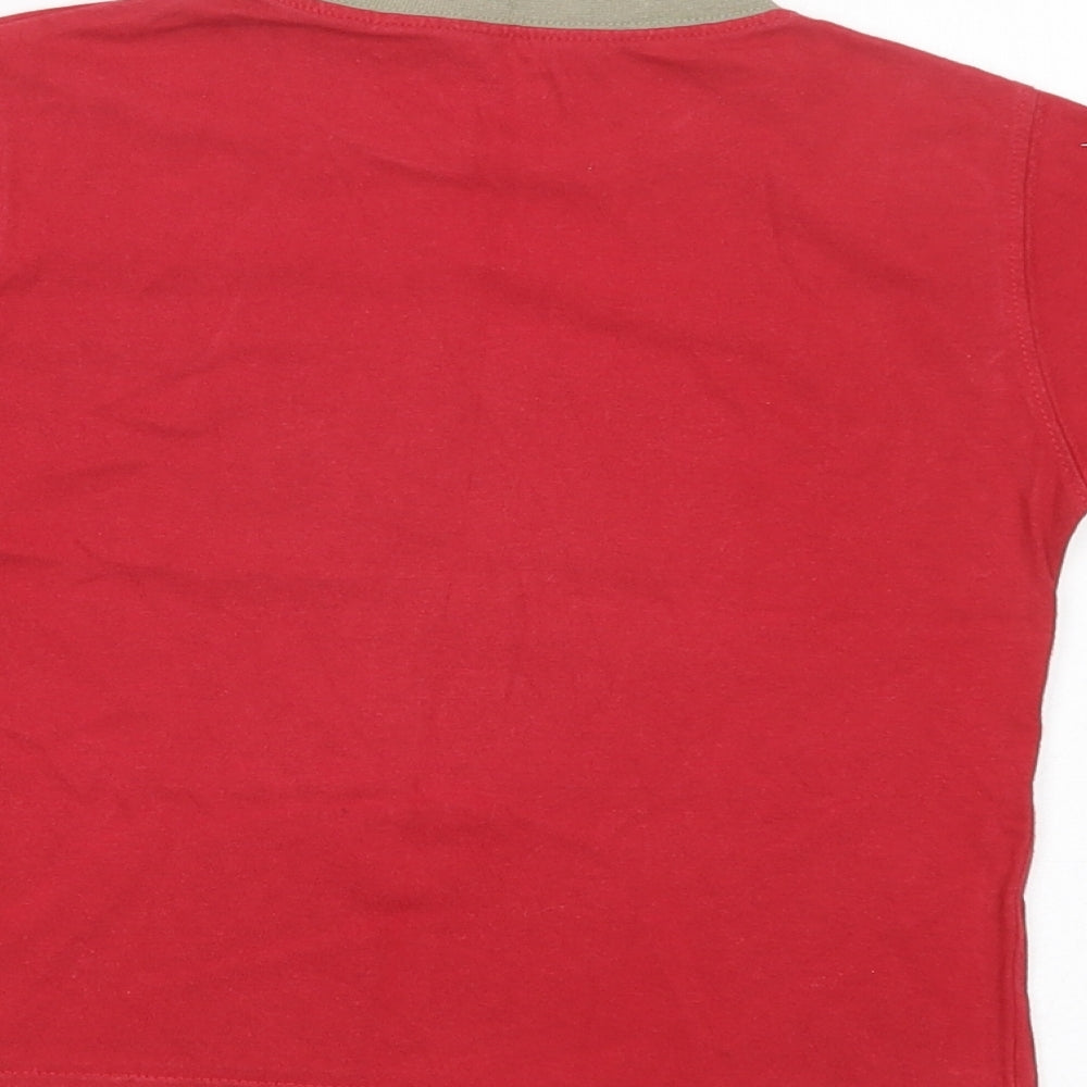 Dunnes Stores Girls Red  Cotton Pullover T-Shirt Size 3-4 Years Crew Neck Pullover - Cheeky Monkey