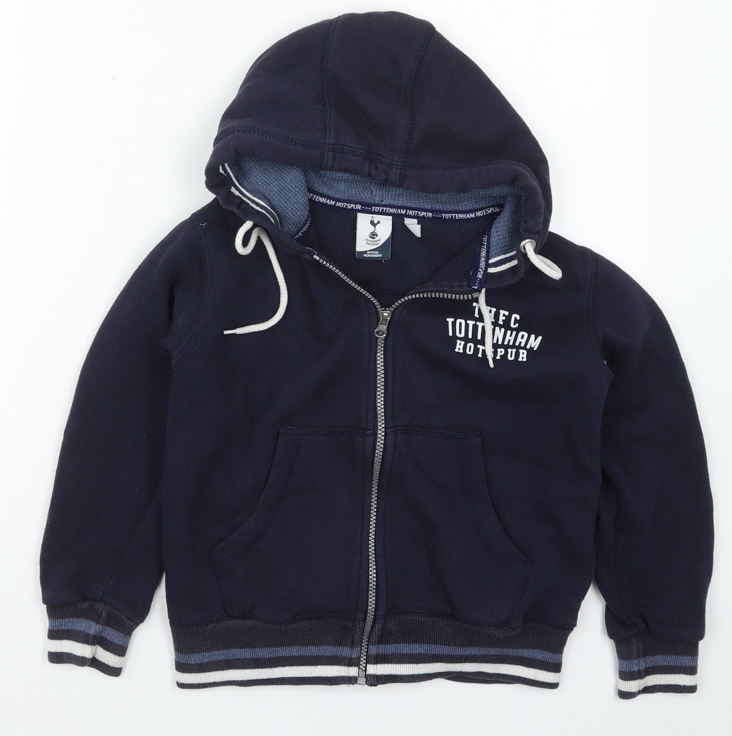 Tottenham Hotspur Boys Blue  Cotton Full Zip Hoodie Size 7-8 Years  Zip - Tottenham Hotspur