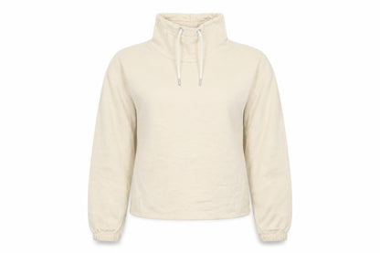 Front view of Primark women’s beige cotton pullover sweatshirt, size UK 6, pullover