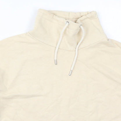 Close-up detail of Primark women’s beige cotton pullover sweatshirt, size UK 6, pullover